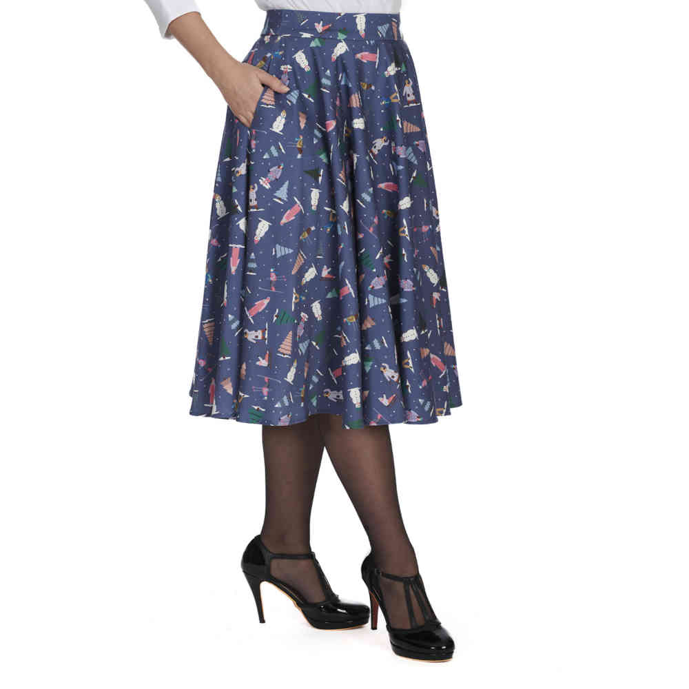 Banned - Ski Snow Season Flare Skirt - Blue